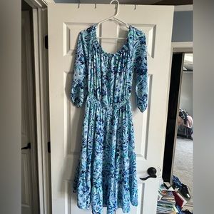 Lilly Pulitzer Jennie off the shoulder dress blue iris